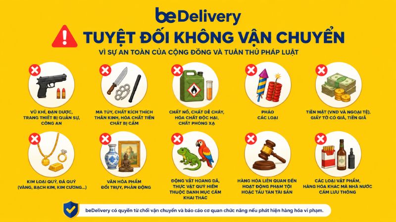 Nhóm hàng cấm không được vận chuyển dưới mọi hình thức