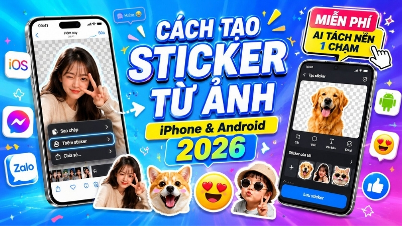 C&aacute;ch tạo sticker từ ảnh tr&ecirc;n điện thoại iPhone, Android 2026
