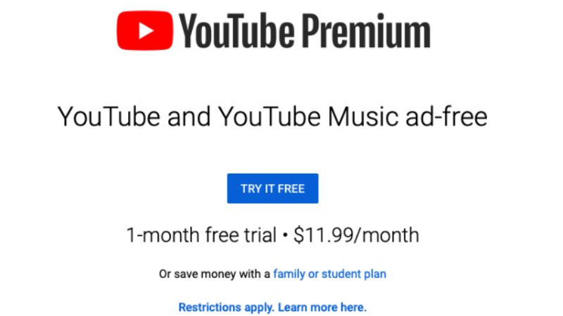 Người dùng mới có thể đăng ký dùng thử YouTube Premium miễn phí 1 tháng