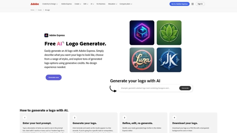 Adobe Express AI giúp tạo logo nhanh chóng