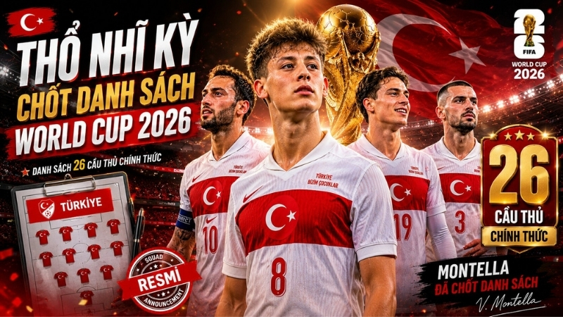 Đội tuyển Thổ Nhĩ Kỳ c&ocirc;ng bố danh s&aacute;ch dự World Cup 2026