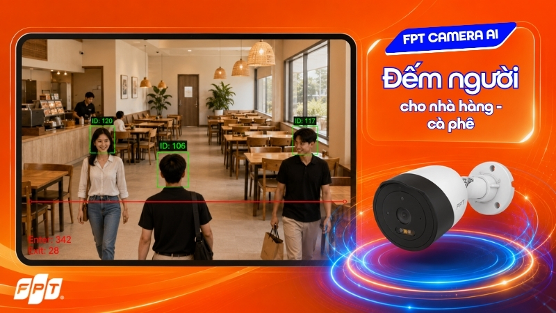 Camera AI đếm người cho nhà hàng - cà phê
