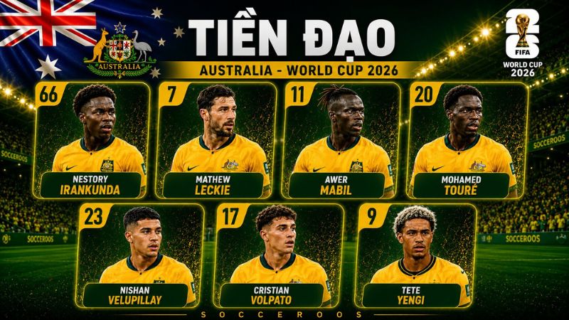 Hàng công Australia được kỳ vọng tạo nên nhiều đột biến tại World Cup 2026.