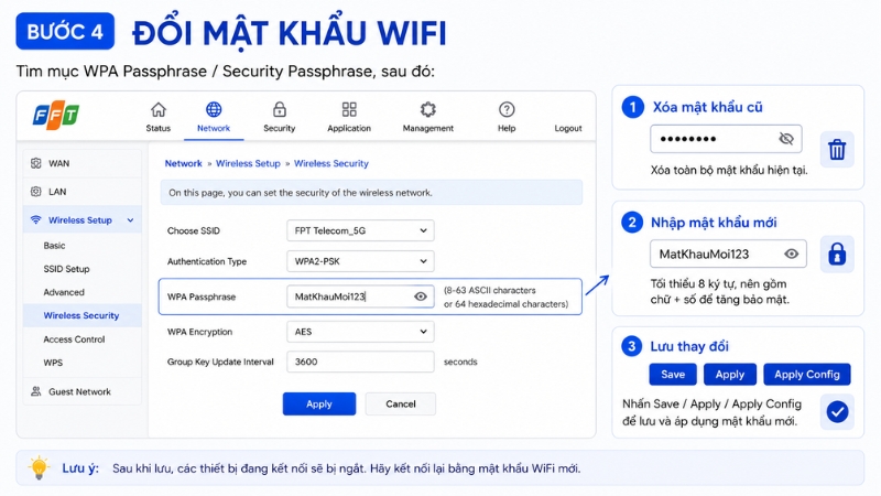 Đổi mật khẩu wifi nhanh chóng