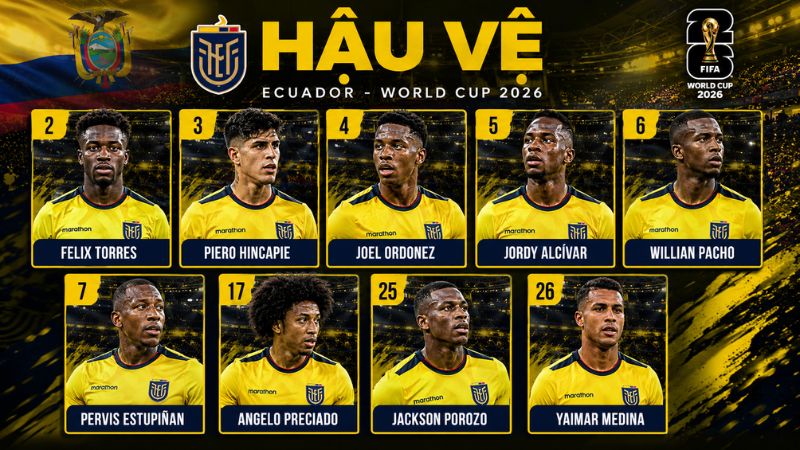 Hàng phòng ngự Ecuador sở hữu nhiều cầu thủ đang thi đấu tại châu Âu.