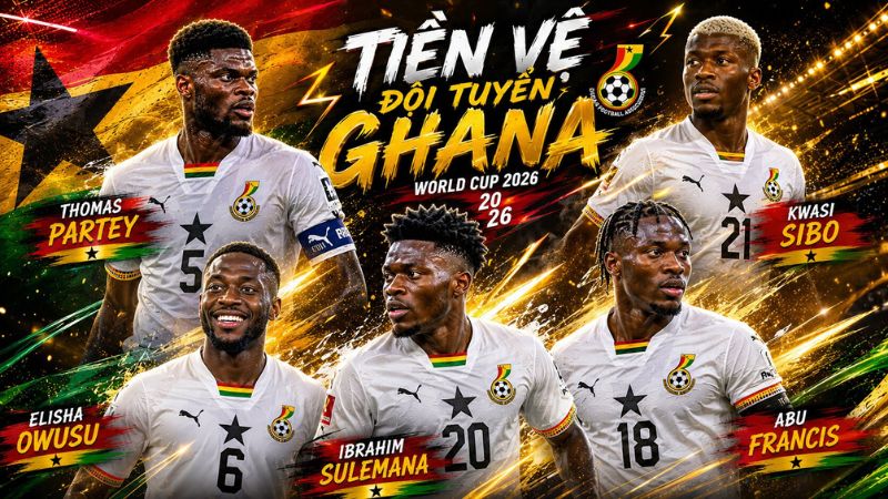 Tuyến giữa Ghana kết hợp giữa khả năng tranh chấp, điều tiết bóng và hỗ trợ tấn công.