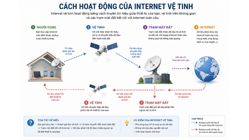 Internet vệ tinh cho phép kết nối Internet ngay cả tại những khu vực xa xôi