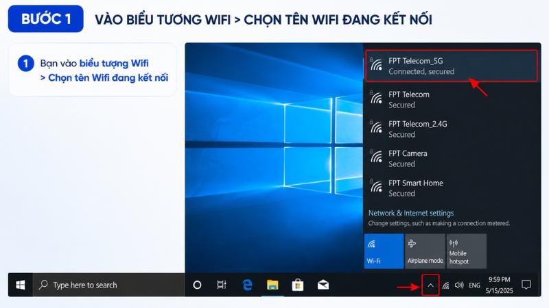 Chọn Wifi muốn xem mật khẩu