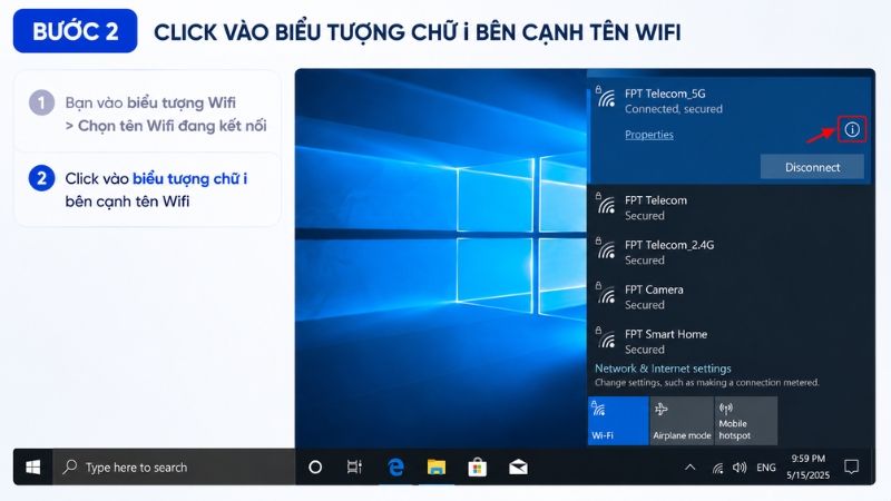 Nhấp vào chữ i để xem thông tin chi tiết