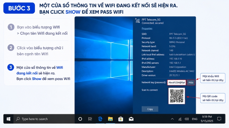 Cách xem mật khẩu Wifi trên máy tính hệ điều hành Windows 10