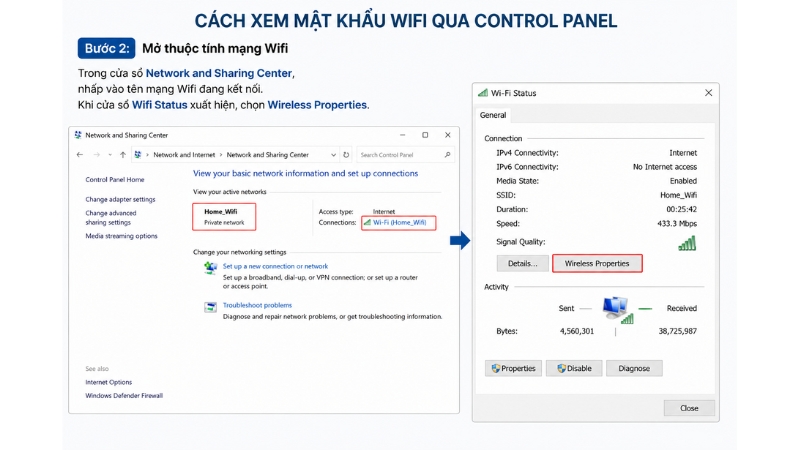 Mở thuộc tính mạng Wifi