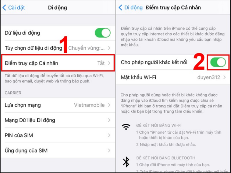 Truy cập vào mục Cho phép người khác kết nối và gạt thanh sang phải