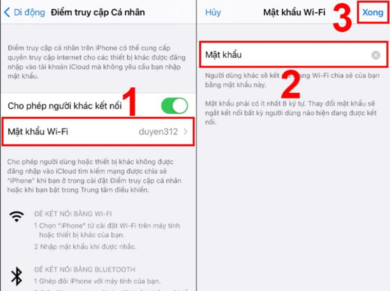Đặt lại mật khẩu mới tại phần Mật khẩu và bấm chọn Xong để kết thúc