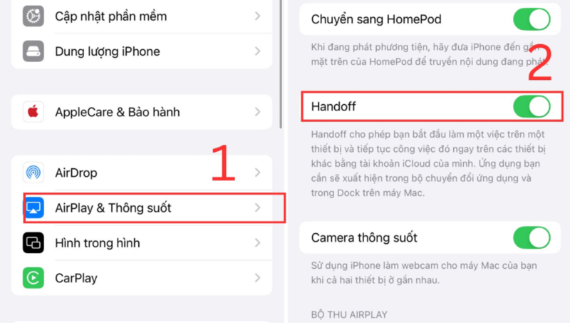 Bật Handoff