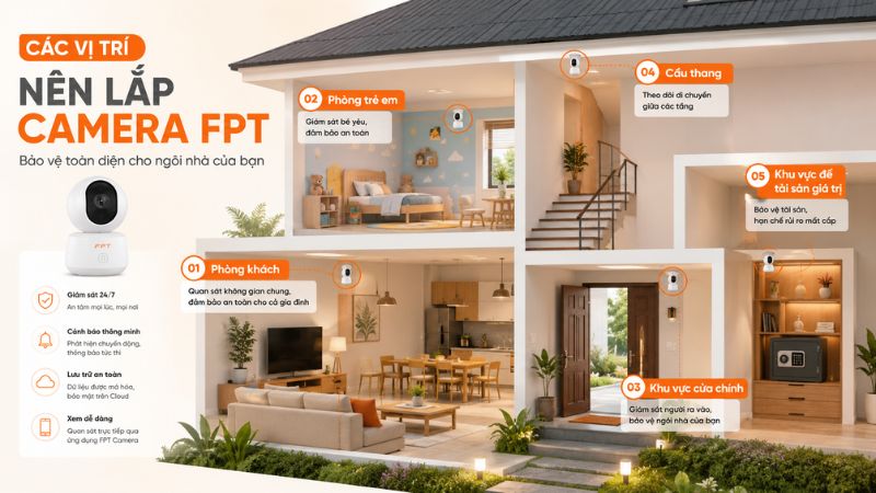 Các vị trí nên lắp Camera trong nhà