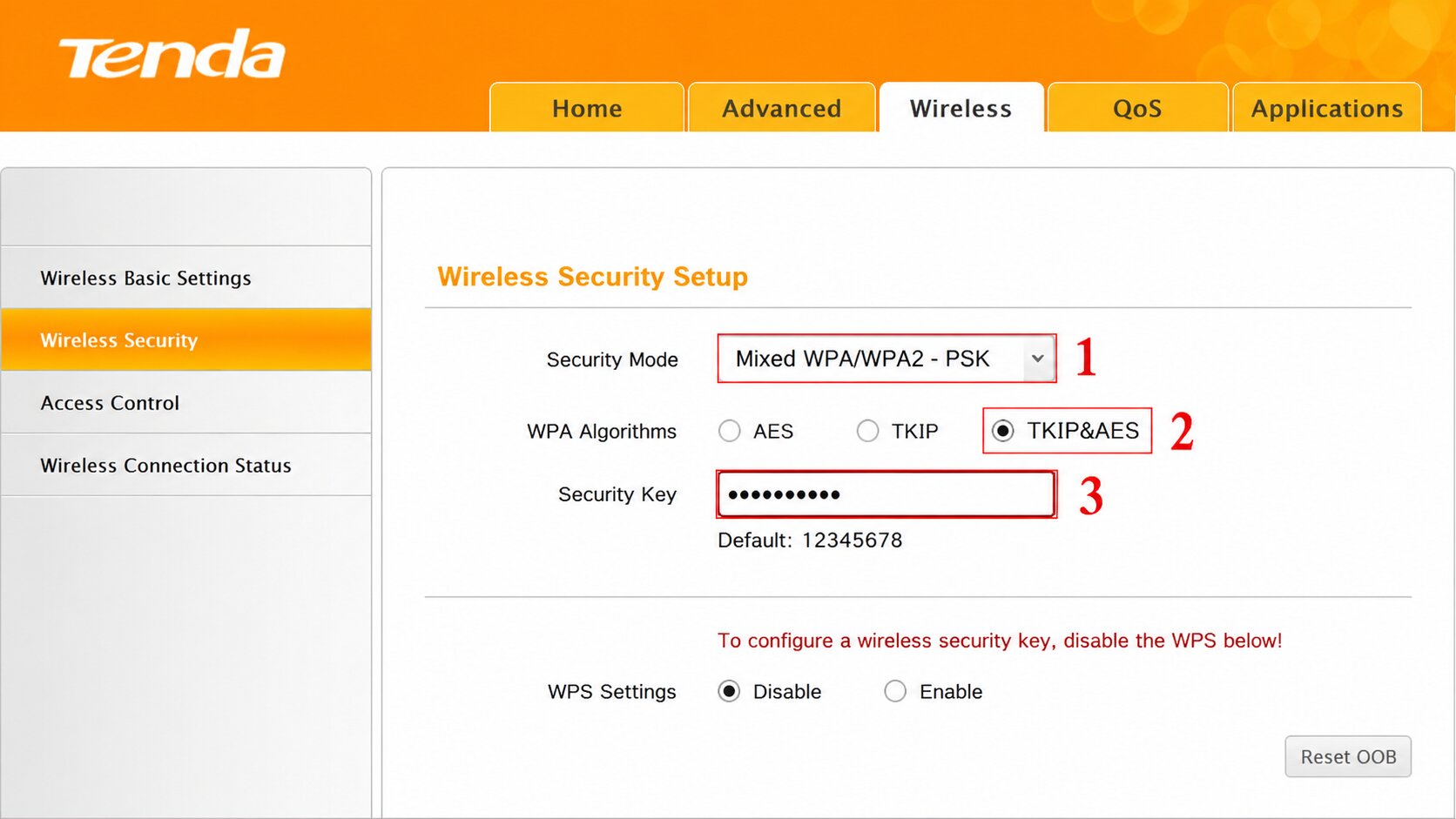 Thiết lập mật khẩu Wifi mới trên Tenda
