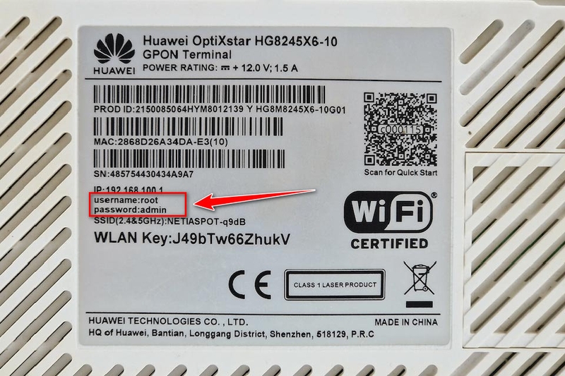 Thông tin đăng nhập modem ZTE/Huawei
