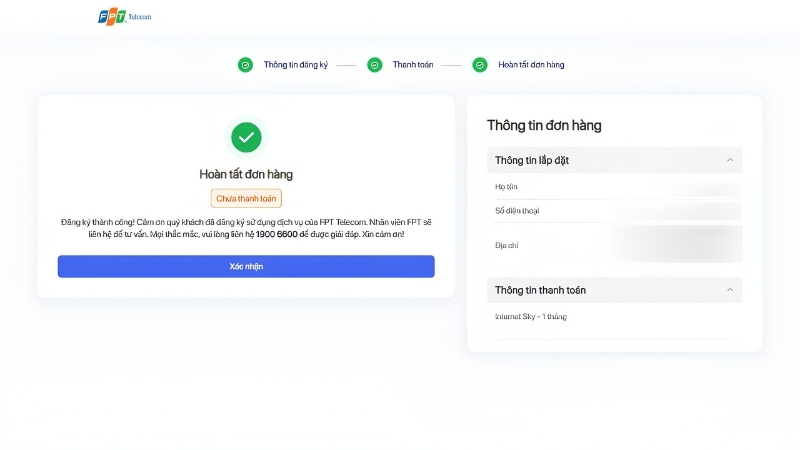 Đăng ký thông tin lắp mạng FPT trên website fpt.vn