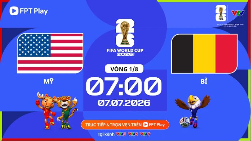 Link xem trực tiếp Mỹ vs Bỉ (7:00 7/7) v&ograve;ng 1/8 WC 2026