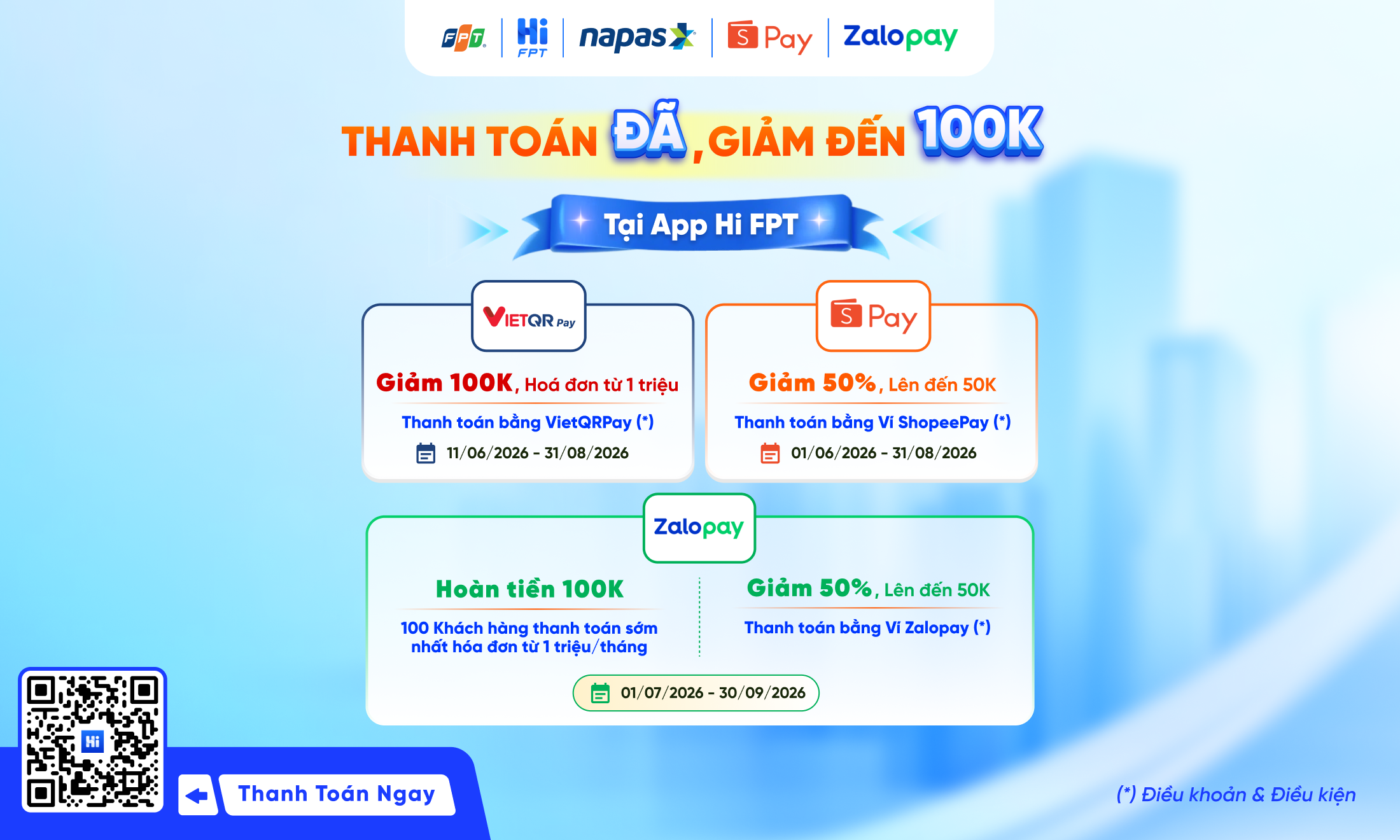 Ưu đ&atilde;i đến 100.000 đồng khi thanh to&aacute;n tr&ecirc;n Hi FPT