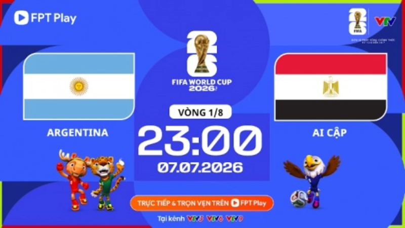 Link xem Argentina vs Ai Cập l&uacute;c 23:00 ng&agrave;y 7/7/2026