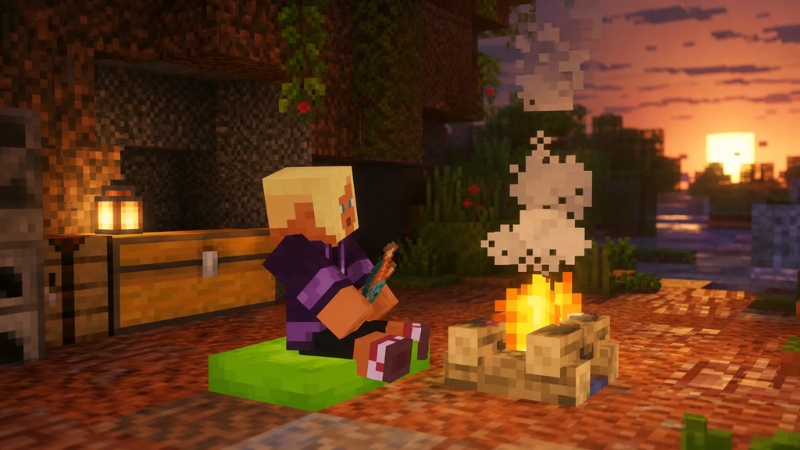 Cushion giúp khu cắm trại, nhà nhỏ và góc sinh hoạt trong Minecraft có cảm giác đời sống hơn