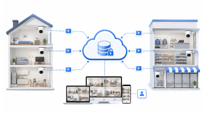 Camera Cloud giúp quản lý dữ liệu tập trung hơn khi lắp nhiều thiết bị
