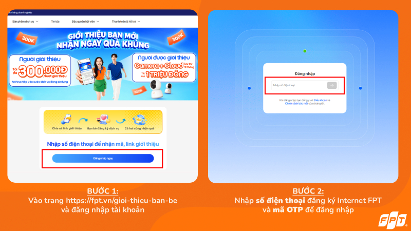Cách lấy mã giới thiệu bạn bè trên website fpt.vn