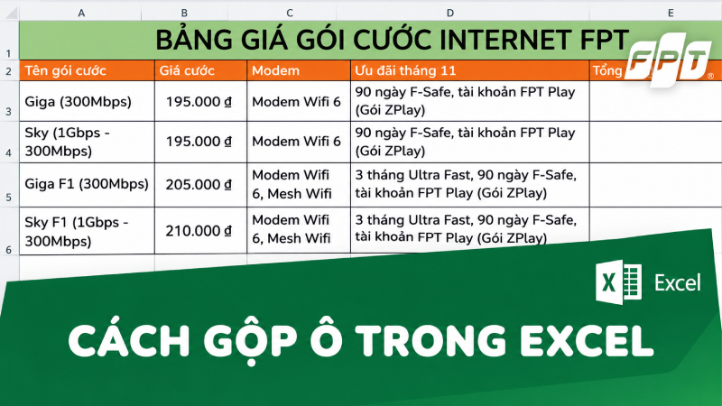 6 c&aacute;ch gộp &ocirc; trong Excel kh&ocirc;ng mất dữ liệu, đơn giản, si&ecirc;u dễ