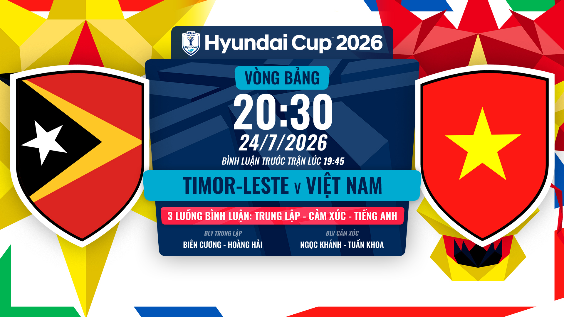 Link xem Việt Nam vs Đ&ocirc;ng Timor l&uacute;c 20:30 ng&agrave;y 24/7/2026