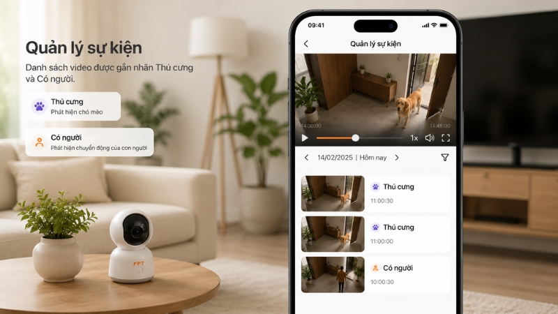 Nhãn sự kiện trong app FPT Life giúp người dùng tìm đúng đoạn video trong thời gian ngắn