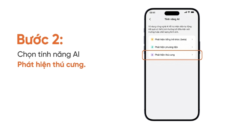 Người dùng chọn đúng loại đối tượng muốn Camera phát hiện