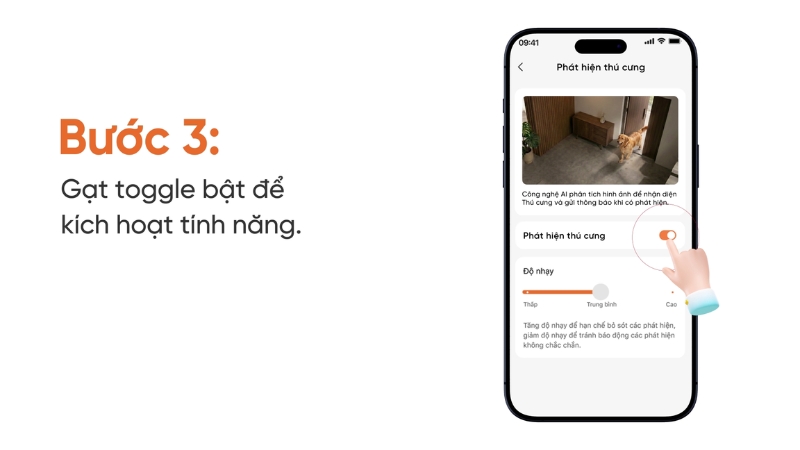 Tính năng bắt đầu hoạt động sau khi công tắc được kích hoạt