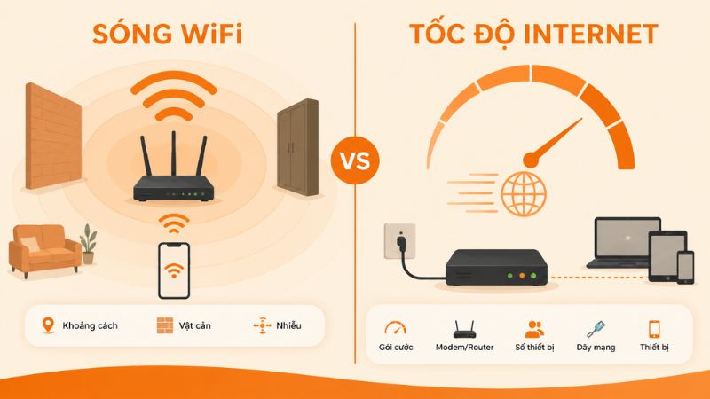 Phân biệt sóng WiFi và tốc độ Internet