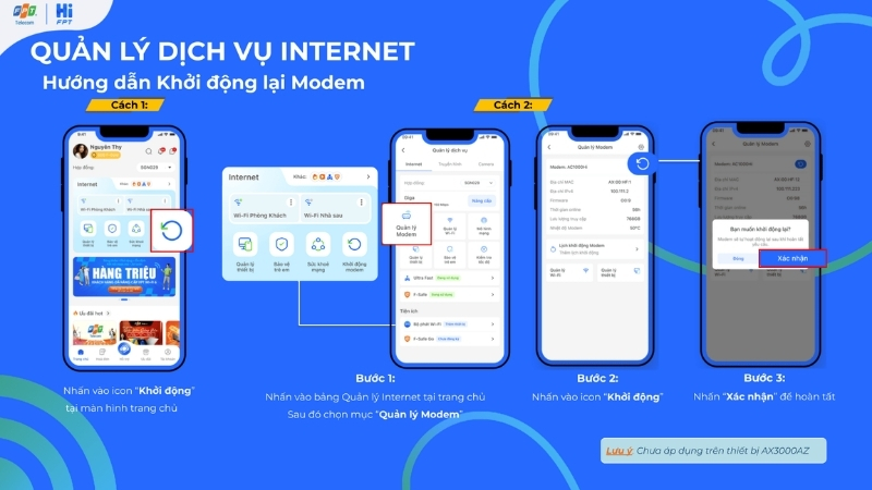 Cách reset modem Wifi FPT bằng ứng dụng Hi FPT