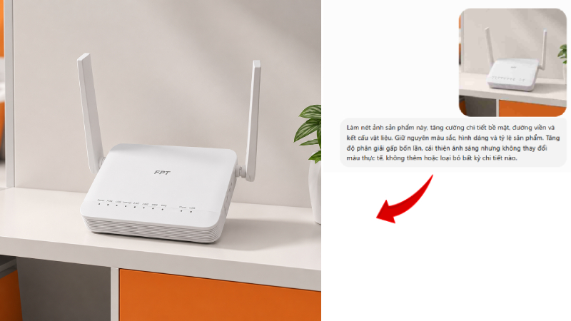 Prompt làm nét ảnh bằng AI cho mẫu modem Wifi