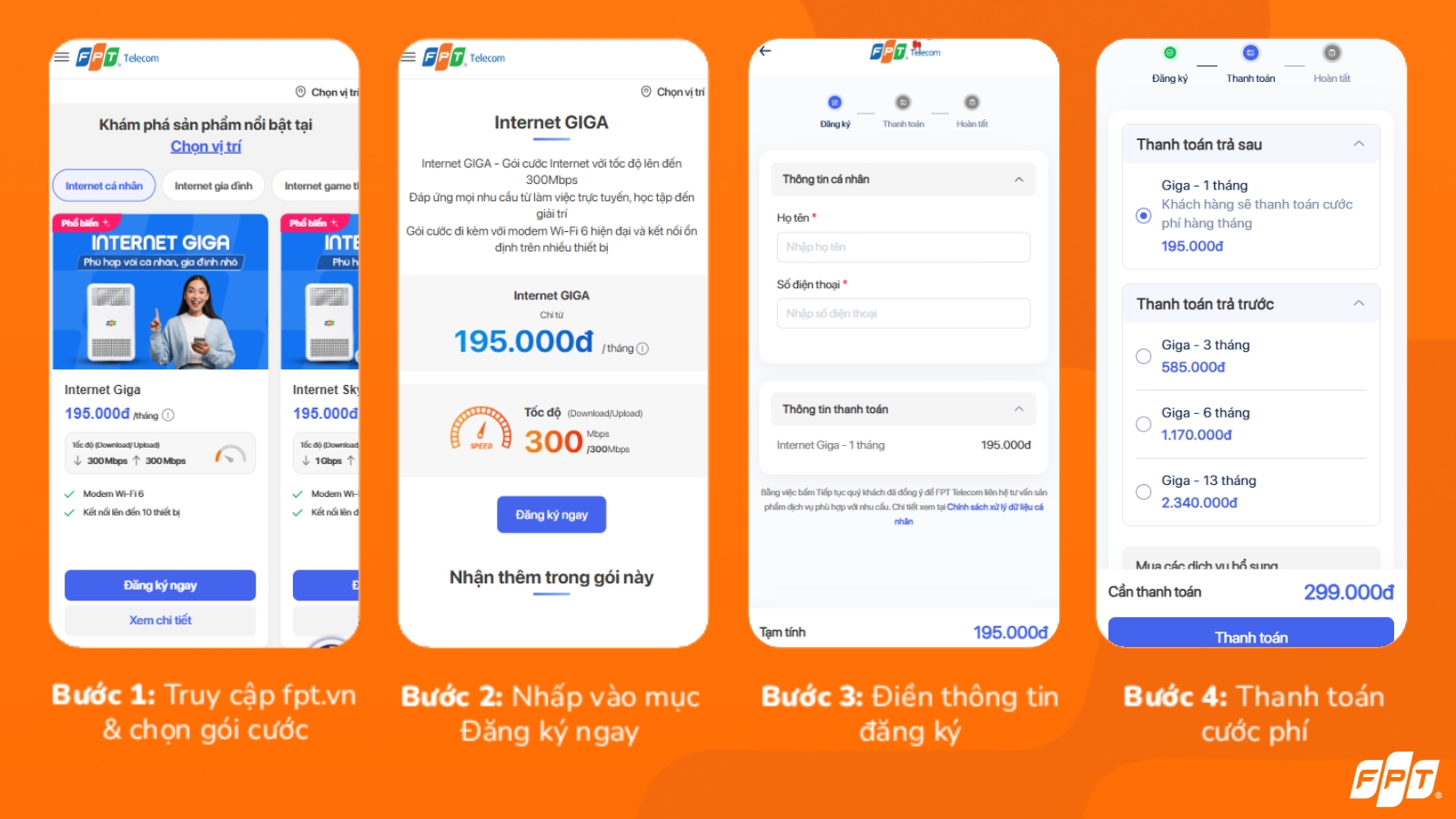 Đăng ký online trên website fpt.vn