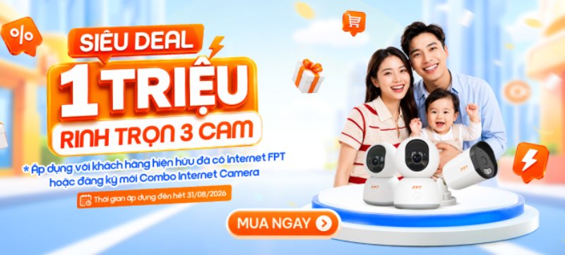Lắp Combo Internet - Camera nhận ưu đãi chỉ 1 triệu cho 3 cam