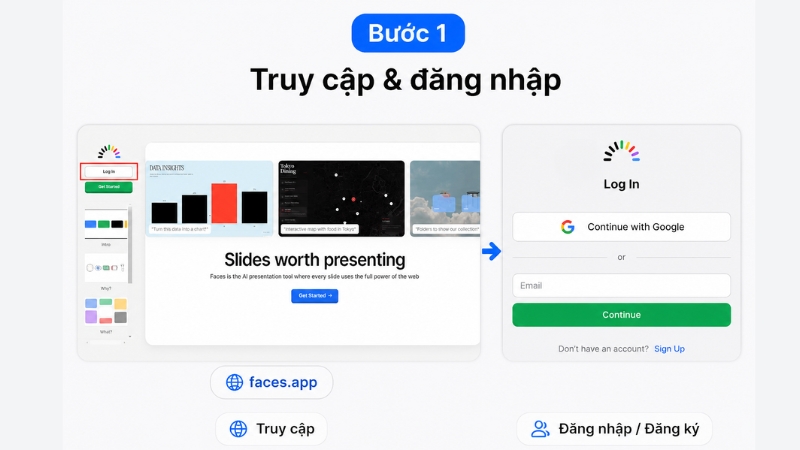 Đăng nhập vào Faces App AI