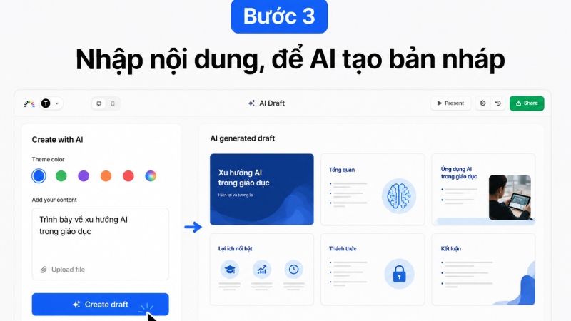 Đưa nội dung bạn muốn tạo slide vào Faces App AI