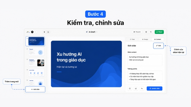 Kiểm tra lại xem cấu trúc slide đã phù hợp chưa