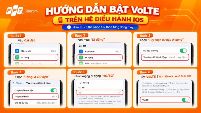Cách bật VoLTE trên hệ điều hành iOS