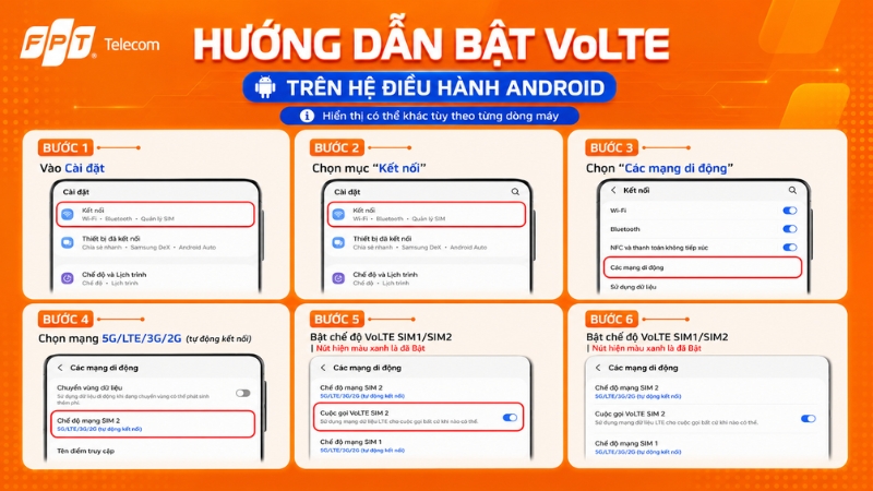Cách bật VoLTE trên hệ điều hành Android