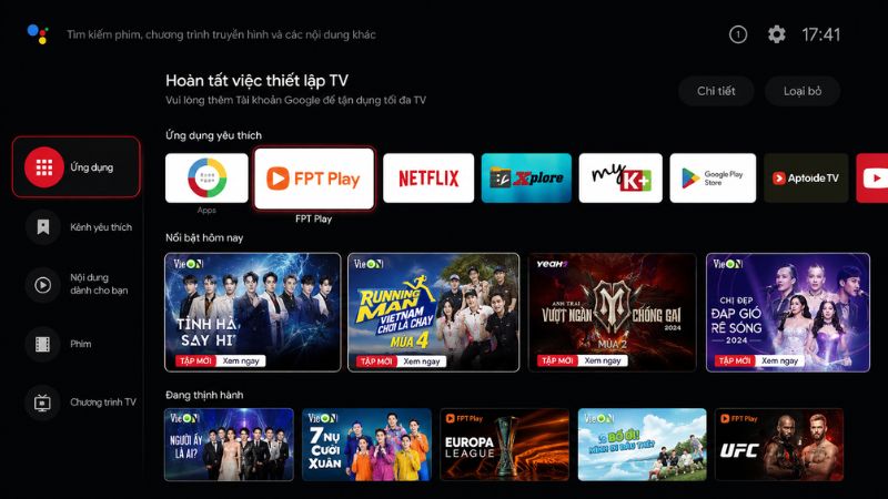 Chọn ứng dụng FPT Play trên Smart TV