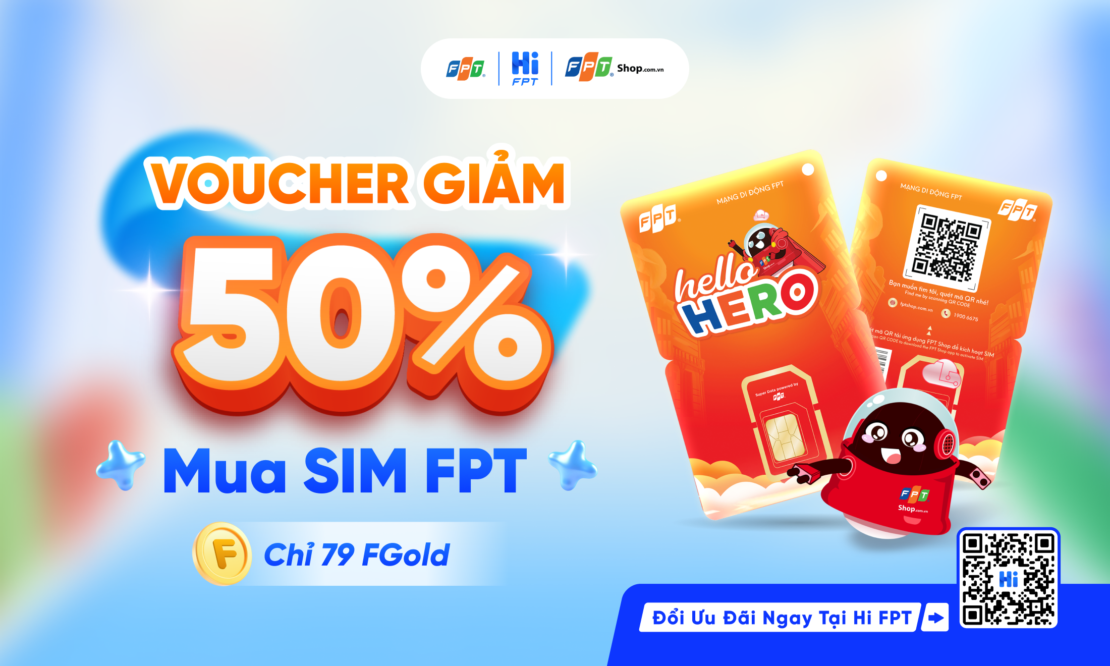 Nhận eVoucher giảm đến 50% khi mua SIM FPT