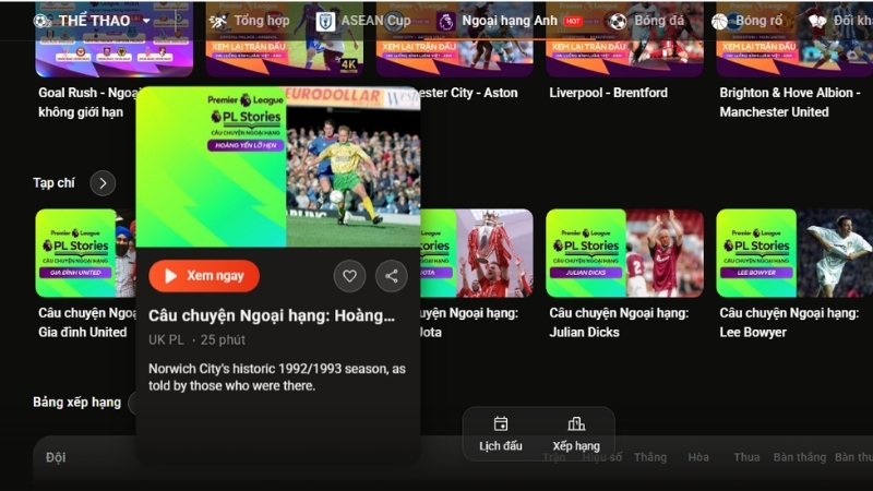 FPT Play còn cung cấp hàng loạt các thông tin bên lề về Premier League