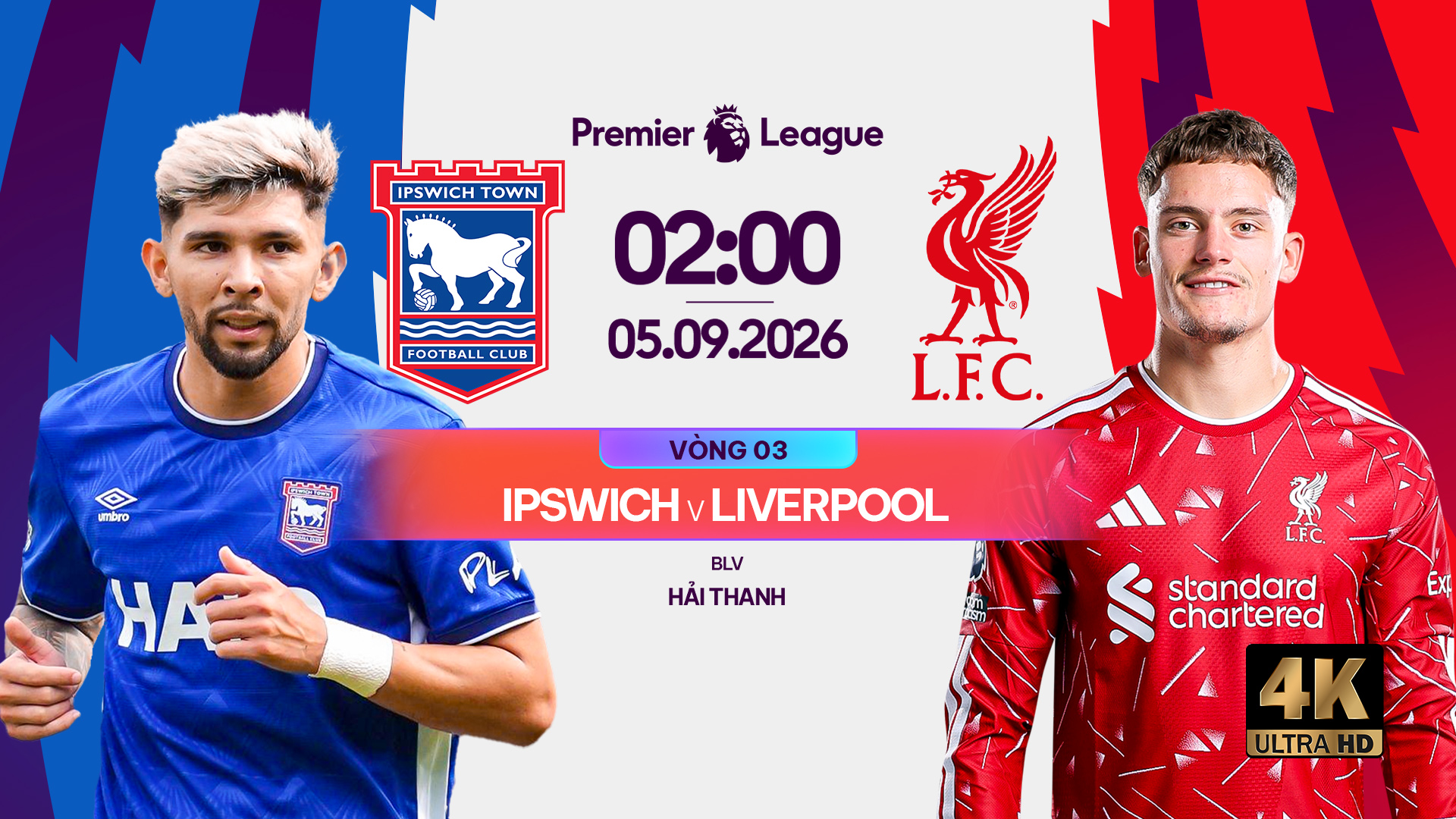Link xem trực tiếp Ipswich vs Liverpool l&uacute;c 02h00 ng&agrave;y 05/09/2026