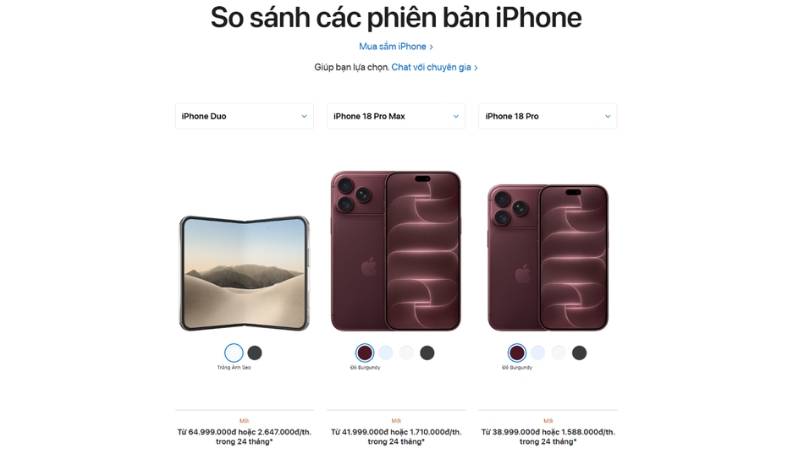 So sánh các phiên bản iPhone 18 Series vừa ra mắt
