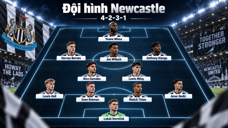 Đội hình dự kiến của Newcastle tại vòng 4 Ngoại Hạng Anh 2026/27
