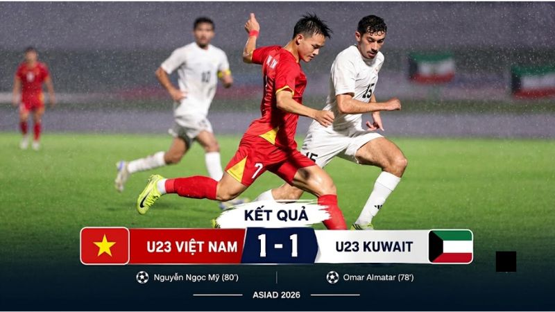 Kết quả U23 Việt Nam vs U23 Kuwait: Việt Nam h&ograve;a đ&aacute;ng tiếc 1-1